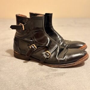 Alexander McQueen Punk Triple Buckle Boots Black Leather EU 42 US 9